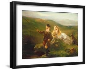 Two Children Fishing in Scotland-Otto Leyde-Framed Giclee Print