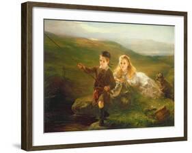 Two Children Fishing in Scotland-Otto Leyde-Framed Giclee Print