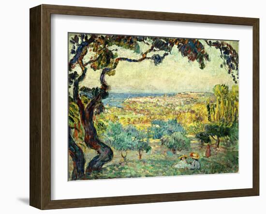 Two Children in a Coastal Landscape; Deux Enfants Dans Un Paysage Maritime-Henri Lebasque-Framed Giclee Print