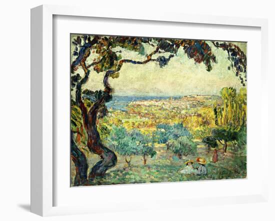 Two Children in a Coastal Landscape; Deux Enfants Dans Un Paysage Maritime-Henri Lebasque-Framed Giclee Print