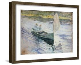 Two Children in a Sailboat, 1883-John Henry Twachtman-Framed Giclee Print