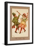 Two Children, in Traditional Irish Costume, Dance a Lively Jig-null-Framed Art Print