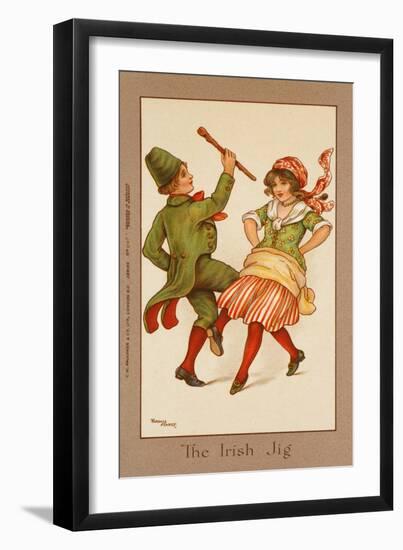 Two Children, in Traditional Irish Costume, Dance a Lively Jig-null-Framed Art Print