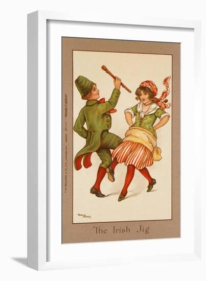 Two Children, in Traditional Irish Costume, Dance a Lively Jig-null-Framed Art Print