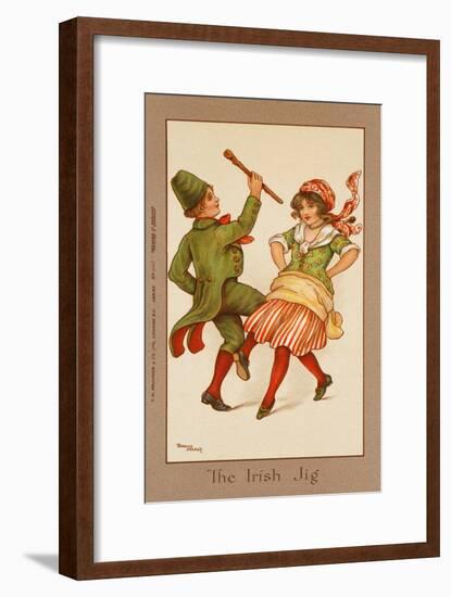Two Children, in Traditional Irish Costume, Dance a Lively Jig-null-Framed Art Print