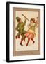 Two Children, in Traditional Irish Costume, Dance a Lively Jig-null-Framed Art Print