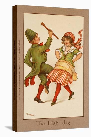 Two Children, in Traditional Irish Costume, Dance a Lively Jig-null-Stretched Canvas