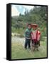 Two Children Near Machu Picchu, Peru, South America-Oliviero Olivieri-Framed Stretched Canvas