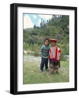 Two Children Near Machu Picchu, Peru, South America-Oliviero Olivieri-Framed Photographic Print