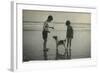 Two Children on Beach with Dog-null-Framed Photographic Print