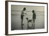 Two Children on Beach with Dog-null-Framed Photographic Print