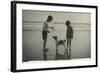 Two Children on Beach with Dog-null-Framed Photographic Print