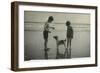 Two Children on Beach with Dog-null-Framed Photographic Print