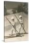 Two Children on Skis with Barge Poles-null-Stretched Canvas