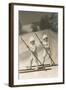 Two Children on Skis with Barge Poles-null-Framed Art Print