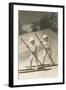 Two Children on Skis with Barge Poles-null-Framed Art Print