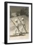 Two Children on Skis with Barge Poles-null-Framed Art Print