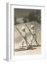 Two Children on Skis with Barge Poles-null-Framed Art Print