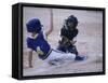 Two Children Playing Baseball-null-Framed Stretched Canvas