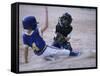 Two Children Playing Baseball-null-Framed Stretched Canvas