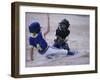 Two Children Playing Baseball-null-Framed Photographic Print