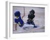 Two Children Playing Baseball-null-Framed Photographic Print