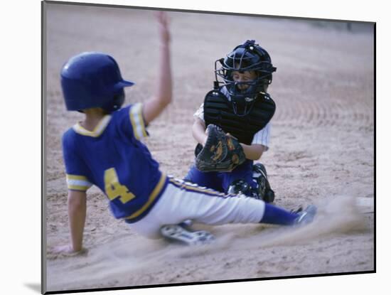 Two Children Playing Baseball-null-Mounted Photographic Print