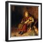 Two Children Playing with Rabbits-Felix Schlesinger-Framed Giclee Print