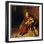 Two Children Playing with Rabbits-Felix Schlesinger-Framed Premium Giclee Print