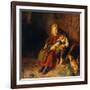 Two Children Playing with Rabbits-Felix Schlesinger-Framed Giclee Print