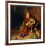 Two Children Playing with Rabbits-Felix Schlesinger-Framed Giclee Print