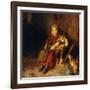 Two Children Playing with Rabbits-Felix Schlesinger-Framed Giclee Print