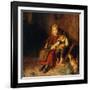 Two Children Playing with Rabbits-Felix Schlesinger-Framed Giclee Print