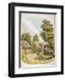 Two Children Ride Through the Countryside on Their Rocking Horse-Helen S. Tatham-Framed Art Print