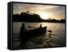 Two Children Sail in the Cocibolca Lake, Managua, Nicaragua-Esteban Felix-Framed Stretched Canvas