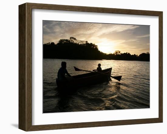 Two Children Sail in the Cocibolca Lake, Managua, Nicaragua-Esteban Felix-Framed Photographic Print