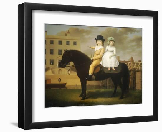 Two Children Seated on a Black Pony-Nathan Theodore Fielding-Framed Giclee Print