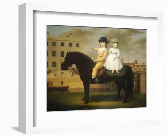 Two Children Seated on a Black Pony-Nathan Theodore Fielding-Framed Giclee Print