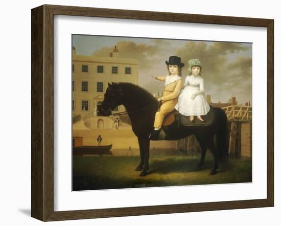 Two Children Seated on a Black Pony-Nathan Theodore Fielding-Framed Giclee Print