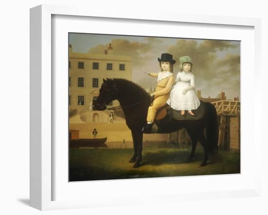 Two Children Seated on a Black Pony-Nathan Theodore Fielding-Framed Giclee Print