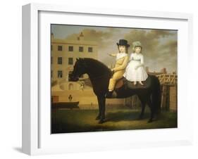 Two Children Seated on a Black Pony-Nathan Theodore Fielding-Framed Giclee Print