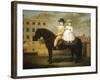 Two Children Seated on a Black Pony-Nathan Theodore Fielding-Framed Giclee Print