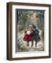 Two Children Sitting on a Swing in a Snowy Landscape-null-Framed Photographic Print