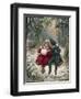 Two Children Sitting on a Swing in a Snowy Landscape-null-Framed Photographic Print
