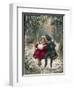 Two Children Sitting on a Swing in a Snowy Landscape-null-Framed Photographic Print