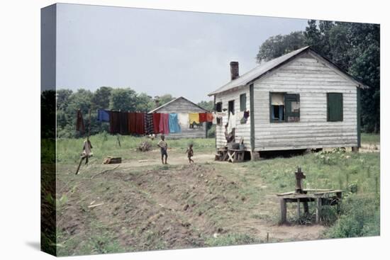 Two Children Stand in a Yard under a Laundry Line, Edisto Island, South Carolina, 1956-Walter Sanders-Stretched Canvas