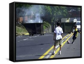 Two Children Take Advantage of a Blockade-null-Framed Stretched Canvas