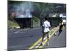 Two Children Take Advantage of a Blockade-null-Mounted Photographic Print