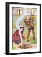 Two Children Tend to a Fire-Anne Anderson-Framed Art Print