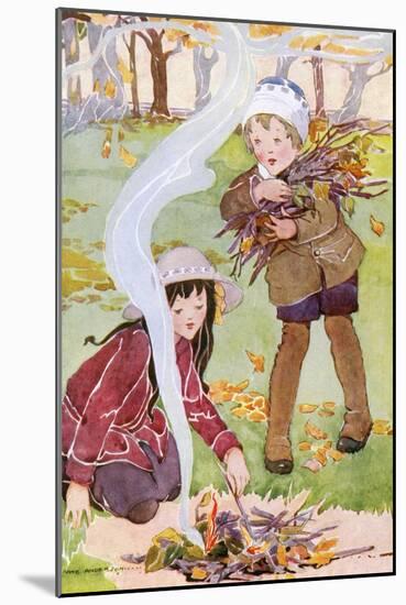 Two Children Tend to a Fire-Anne Anderson-Mounted Art Print